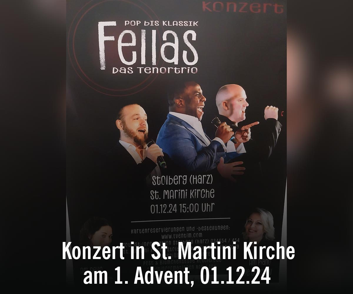 Plakat Konzert St Martini Kirche Stolberg Harz am 1. Advent 2024