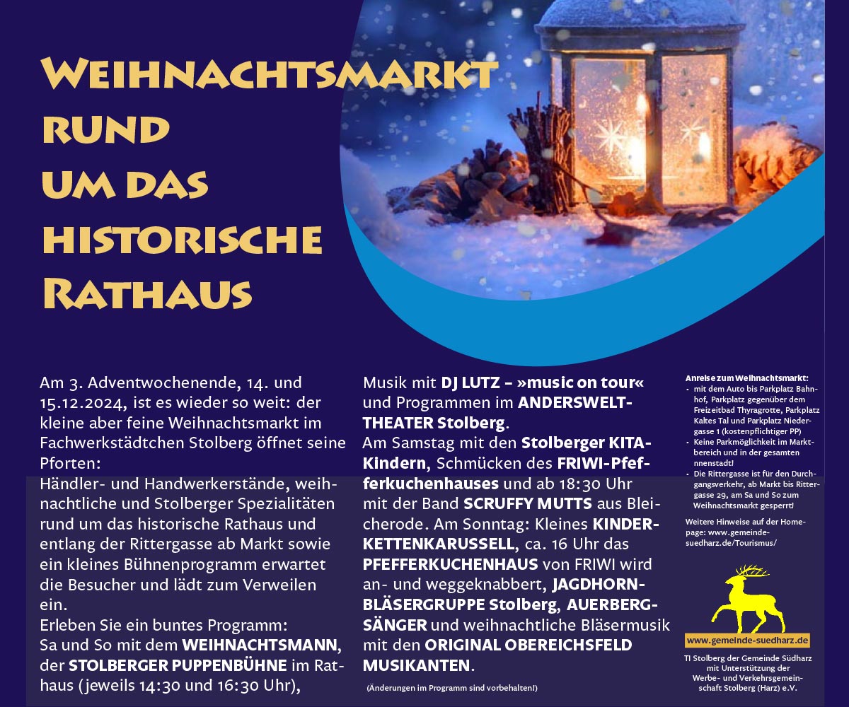 Poster zum Weihnachtsmarkt in Stolberg Harz
