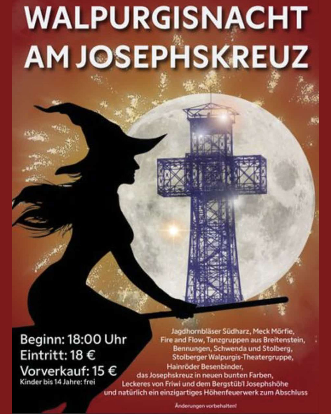 Walpurgis auf dem Josephskreuz im Harz